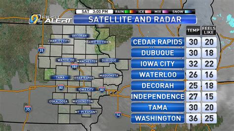 Weather radar kcrg - Today continues to look like a severe weather day. Stay plugged in and aware of watches and warnings that may be issued! ... First Alert Pinpoint Radar. Cancellations. Weather Radio. Severe ...